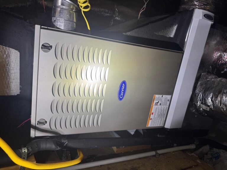 HVAC technician diagnosing air conditioner problems in a Houston home during summer